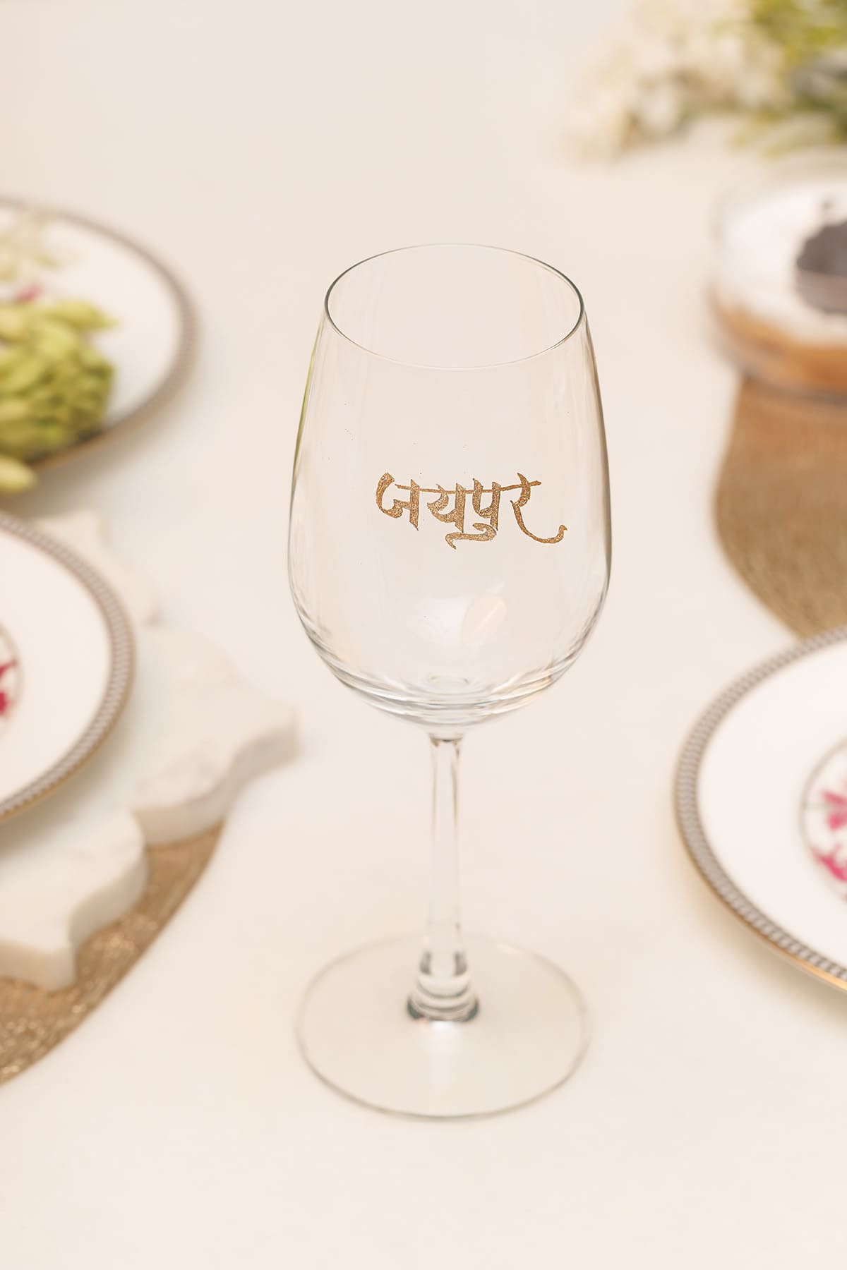 The Gulaabi Nagari Wine Glass (Hindi)