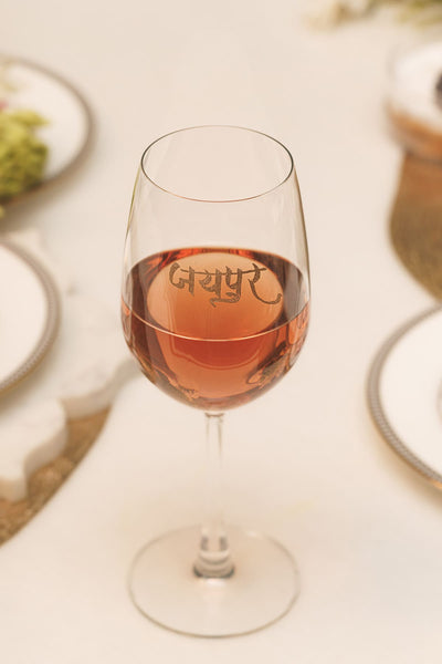The Gulaabi Nagari Wine Glass (Hindi)
