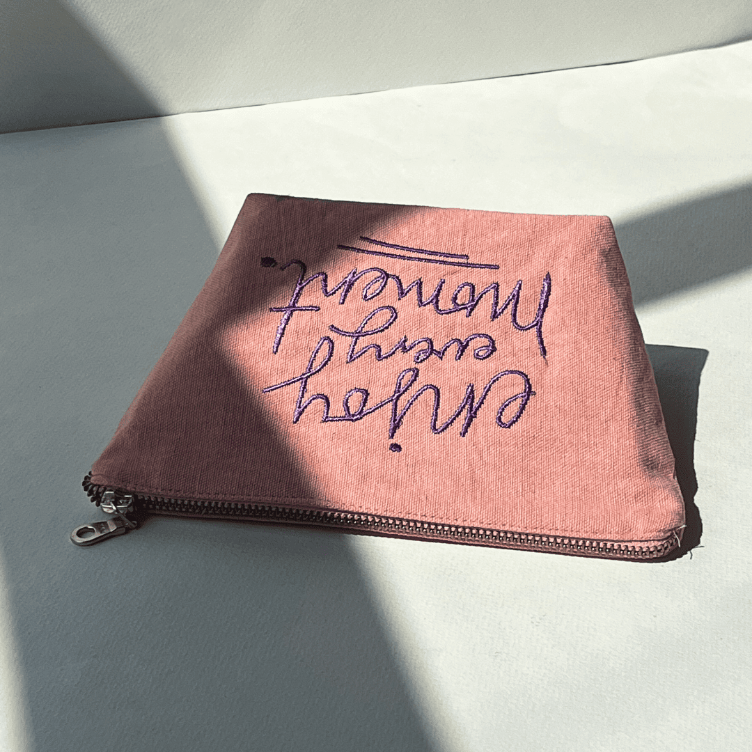 Enjoy every Moment' Embroidered Canvas Pouch