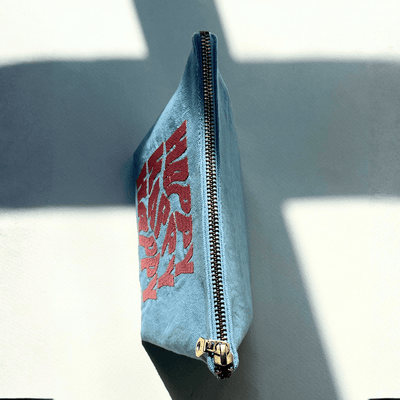 Happy Embroidered Canvas Pouch