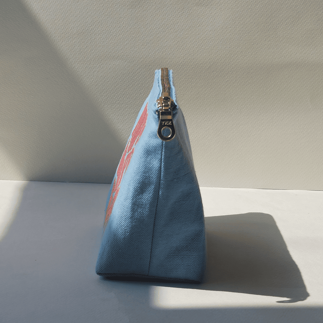 Happy Embroidered Canvas Pouch