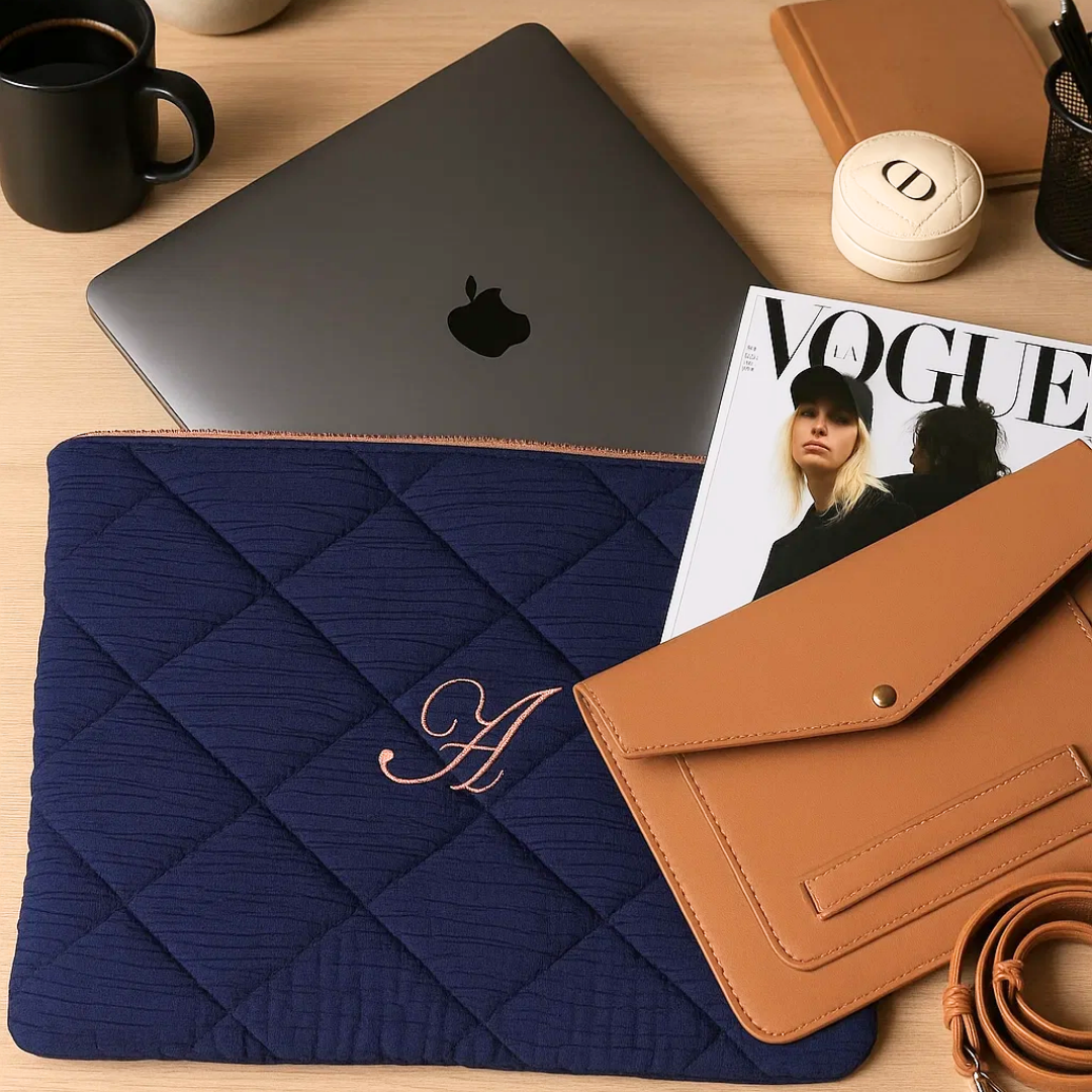 Textured Laptop Sleeve with Initials