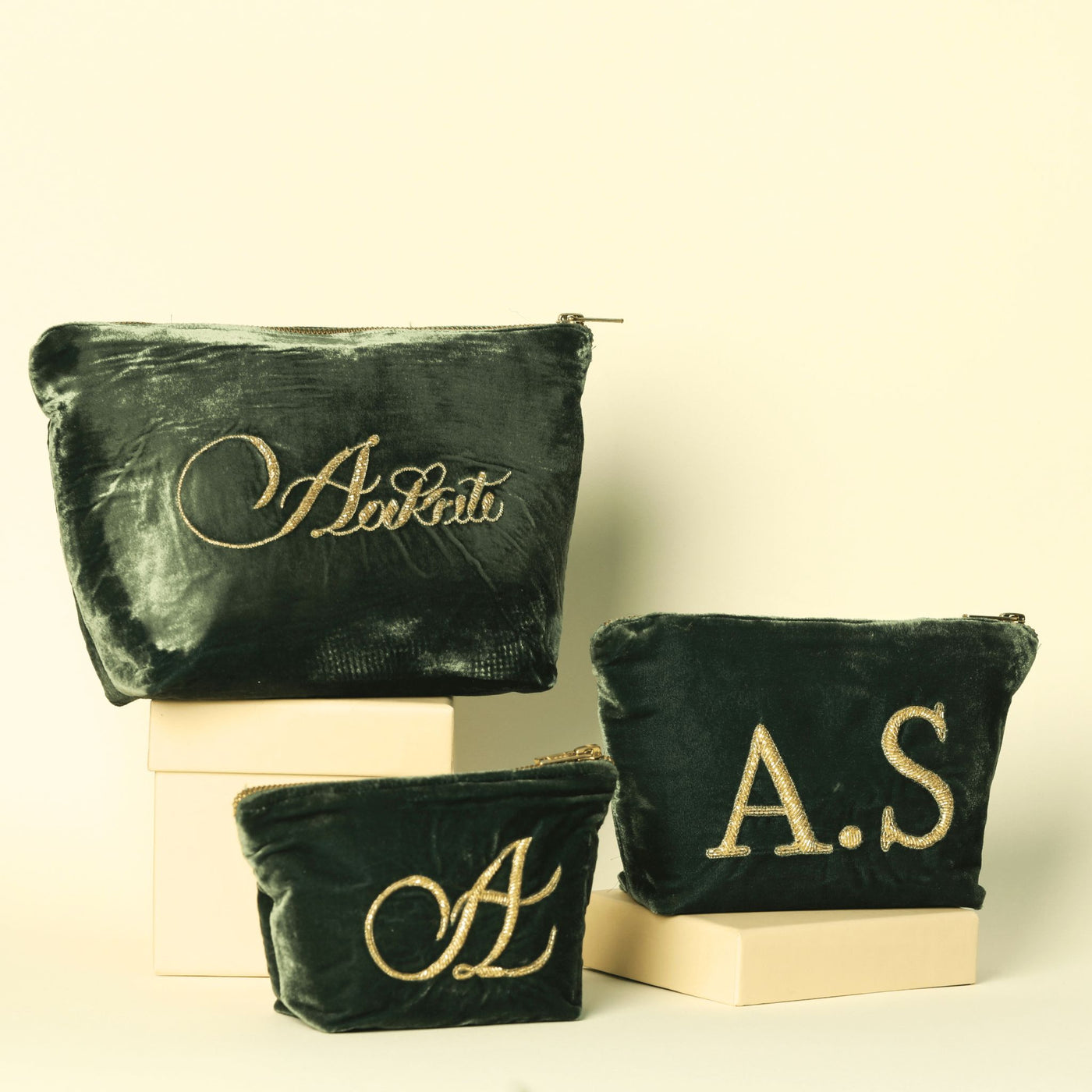 Personalised Luxe Vanity Pouch Bundle (Set of 3)