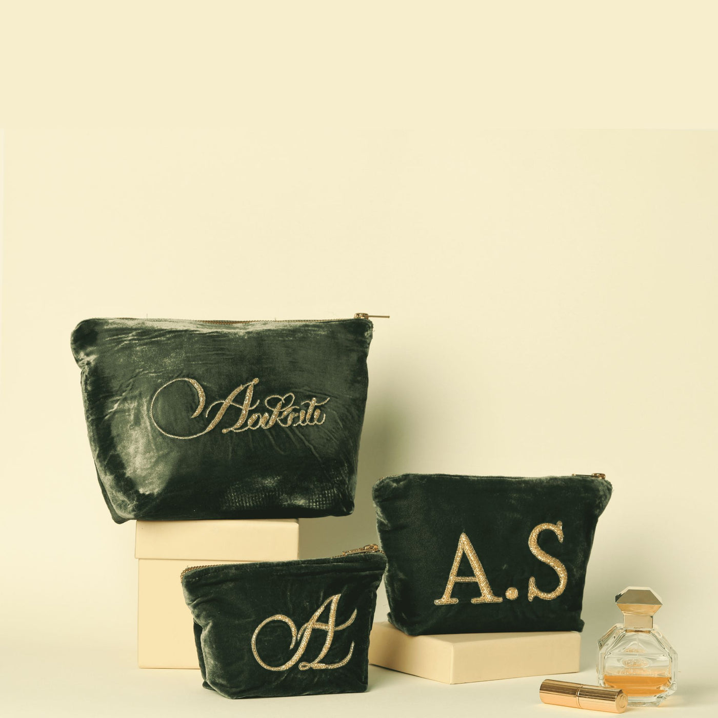 Personalised Luxe Vanity Pouch Bundle (Set of 3)