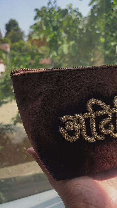 Custom Velvet Bag with Hand-Embroidered Name