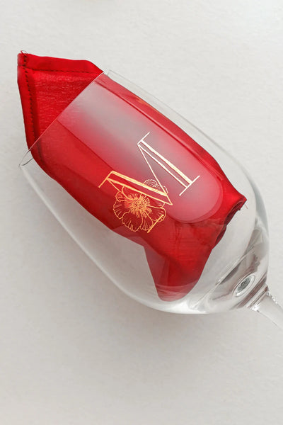 Floral Design Letter Wine Glass